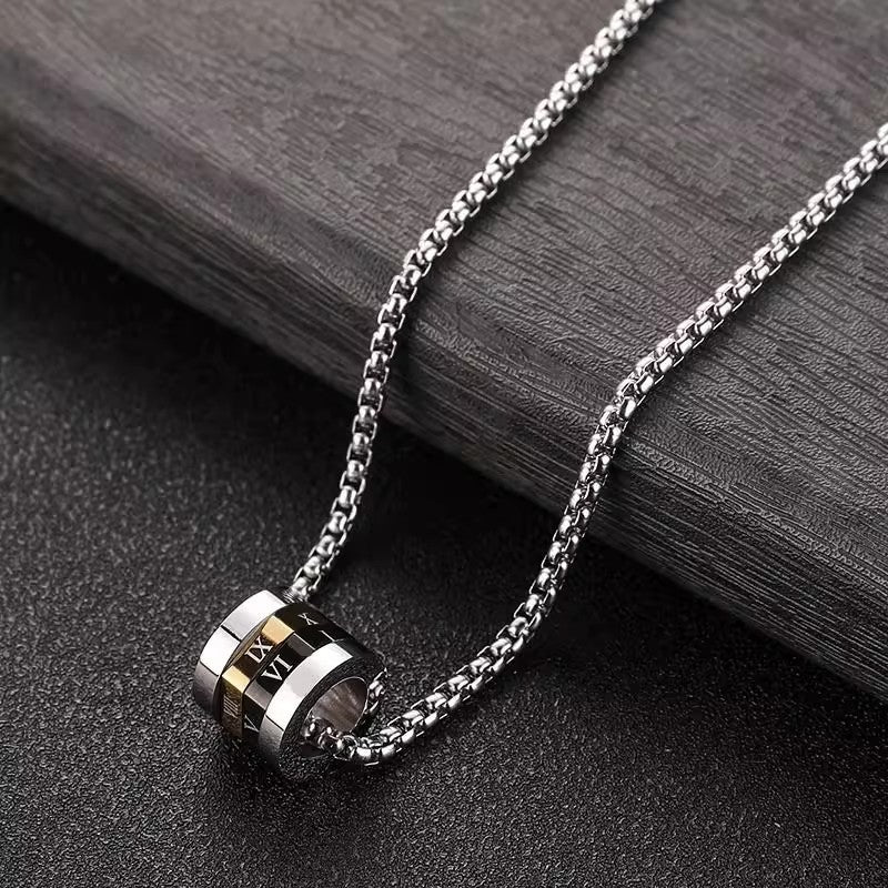 Planderful Jewelry Mens Steel Necklace With Roman Numeral Pendant Everyday Genie Collection