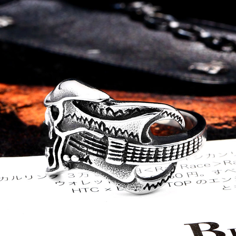 Men's Adjustable Skull Ring - Retro Punk Titanium Steel Design in Stainless Steel