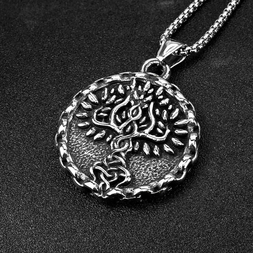 Nordic Retro Stainless Steel Men's Viking Tree Necklace