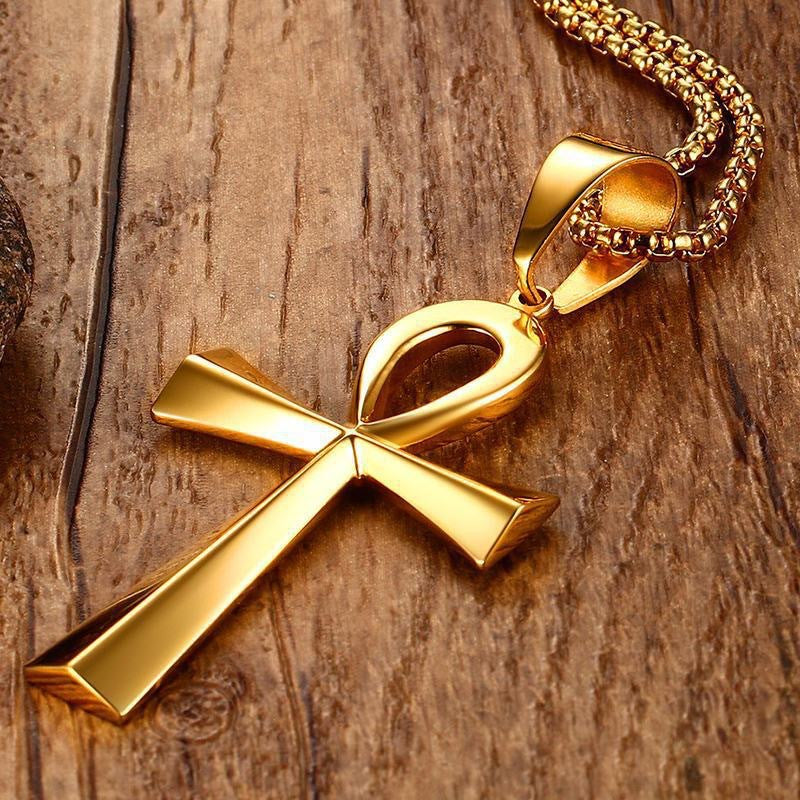 Planderful Everyday Genie Anka Cross Pendant Necklace Unisex Stainless Steel Durable Gift