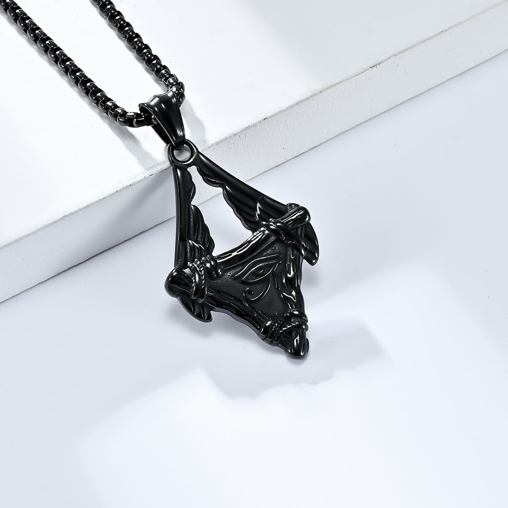 Cross-Border Retro Egypt Eye of Horus Titanium Steel Necklace