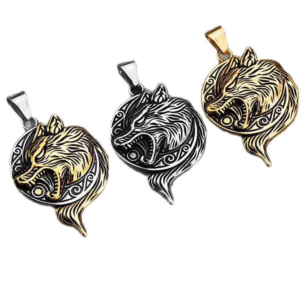 Punk Viking Wolf Stainless Steel Men's Pendant Necklace