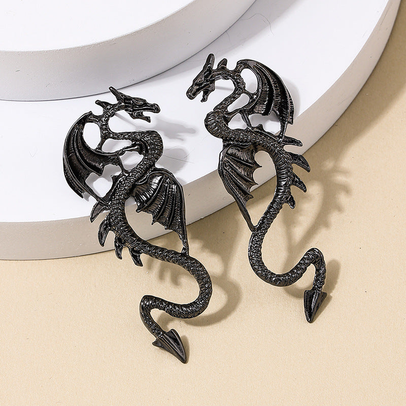Retro Metal Dragon Earrings - Exquisite Cross-Border Design and Luxury Aesthetics