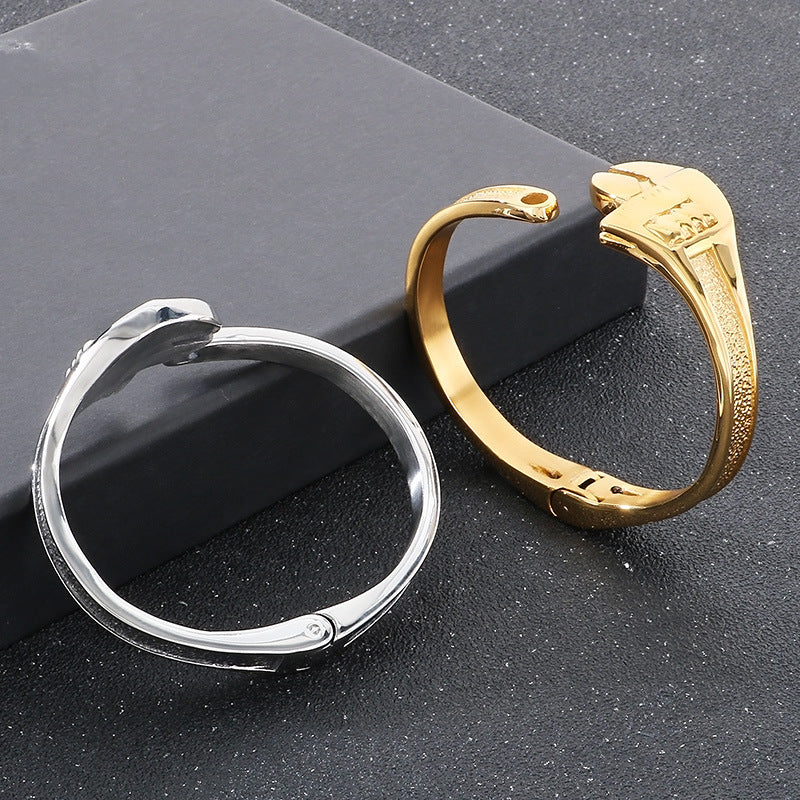 Planderful Titanium Tool Wrench Men Retro Opening Bracelet