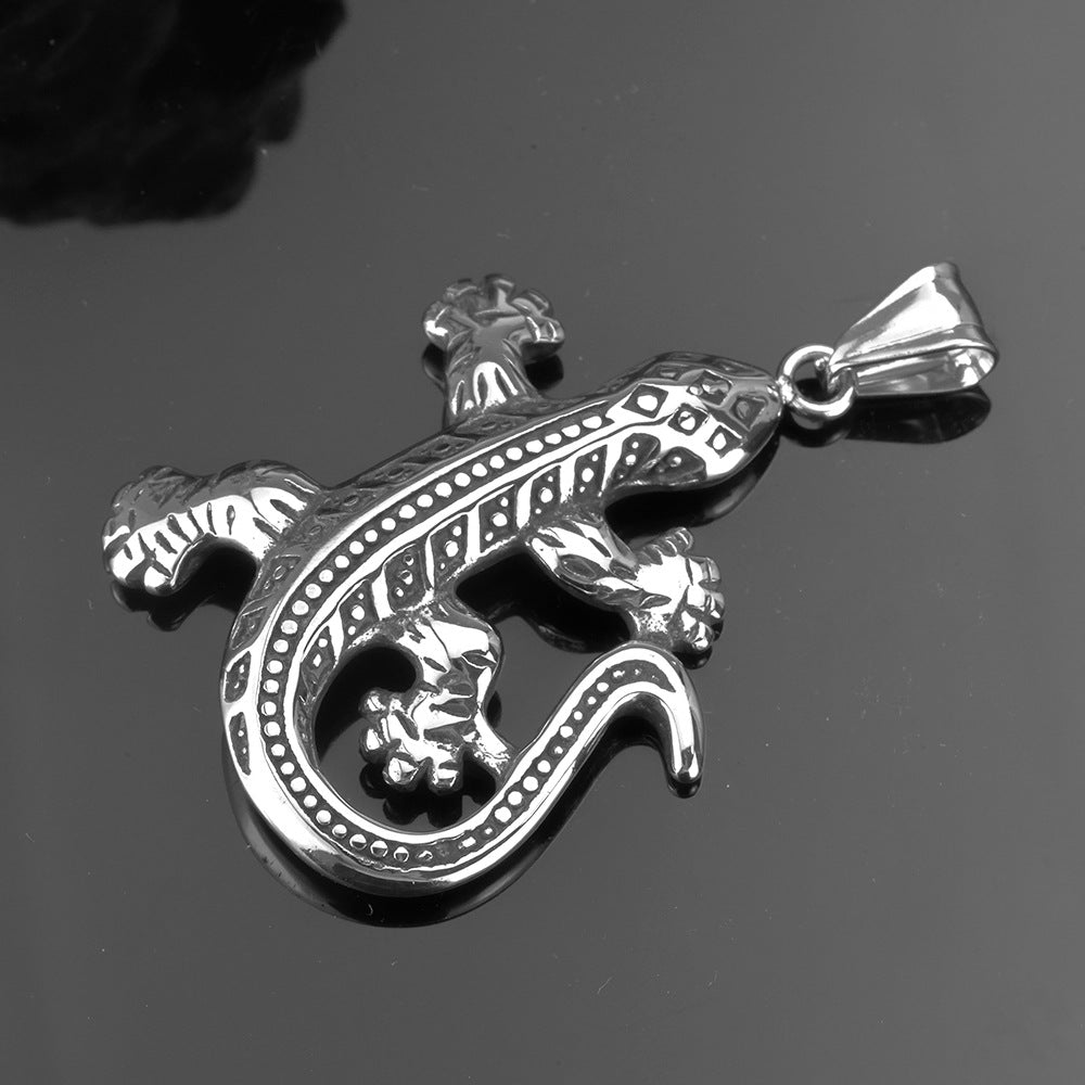 Retro Stainless Steel Men's Pendant Gecko Necklace Pendant
