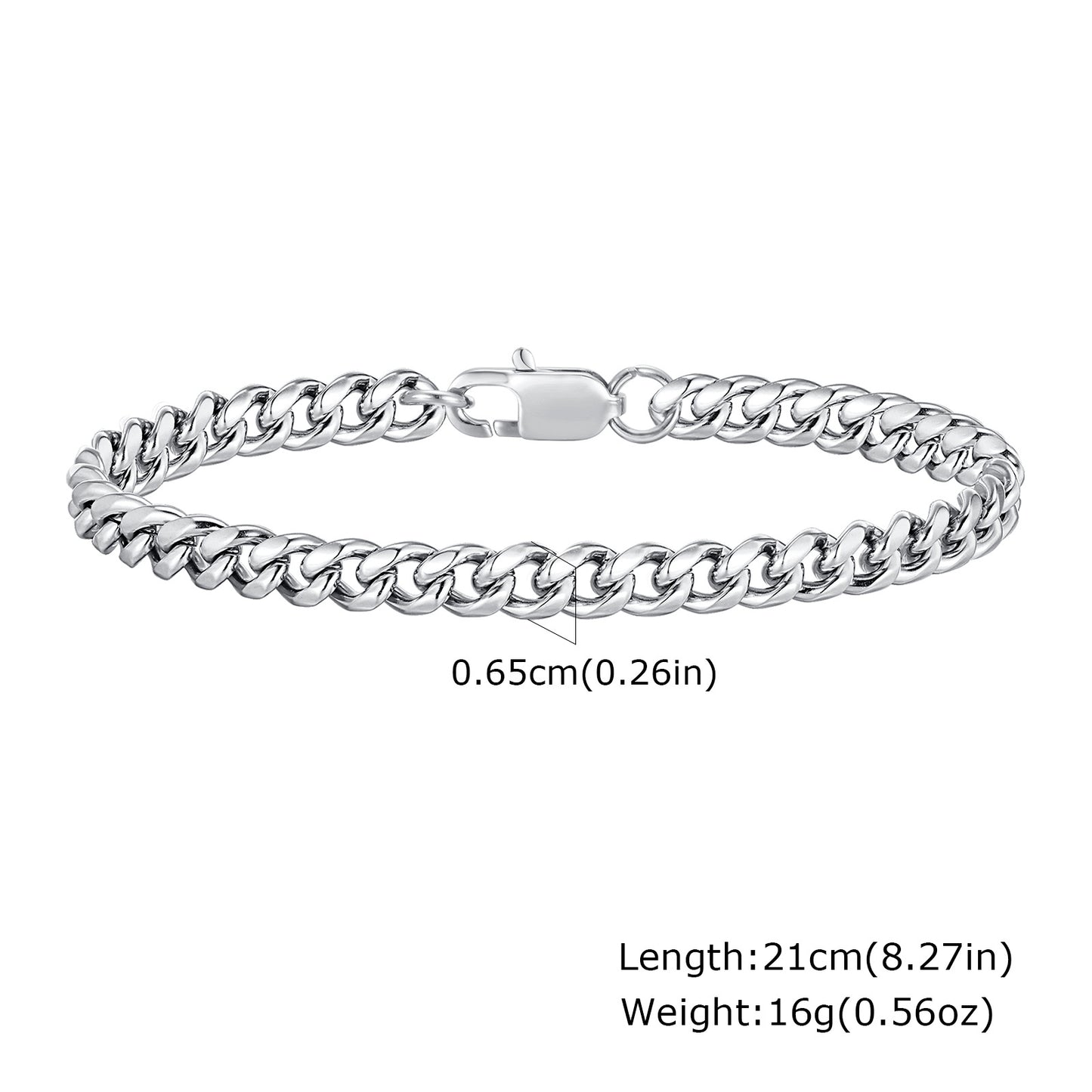 European And American Punk Stainless Steel Cuban Chain Bracelet Vintage Grey Men's Jewelry For Men