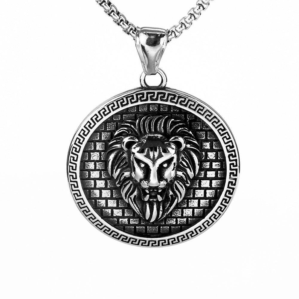 European And American Retro Stainless Steel Men's Pendant Personalized Lion Head Necklace