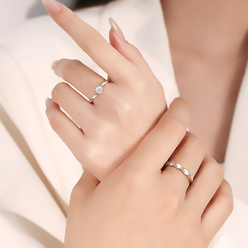 Planderful Shining Galaxy Couple Ring – Elegant Light Silver Design for Romantic Gifting