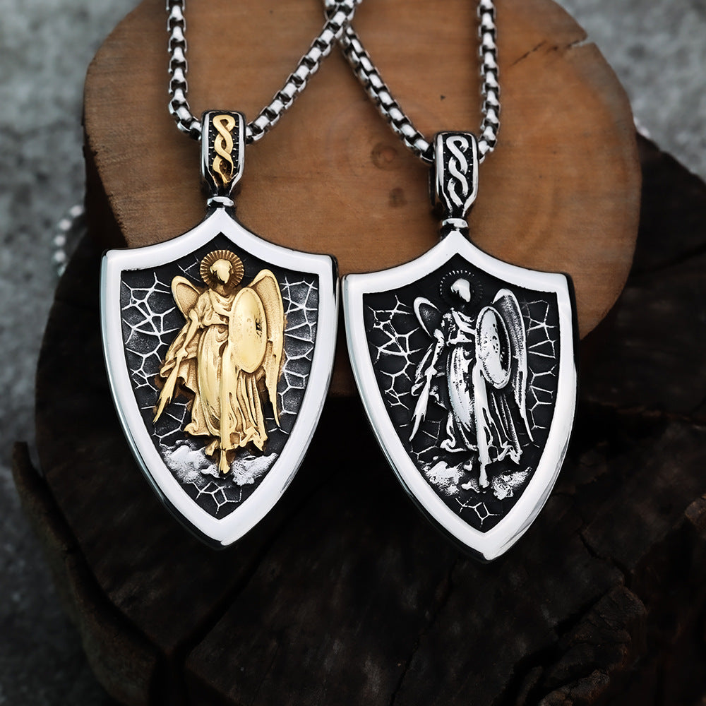 Cross-Border Archangel Stainless Steel Retro Necklace for Men