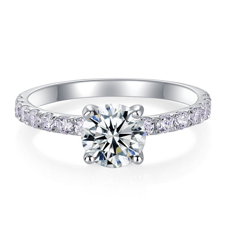 Planderful Four-Prong Moissanite Sterling Silver Ring – 6.5 × 6.5 mm, 1 ct – Style 1