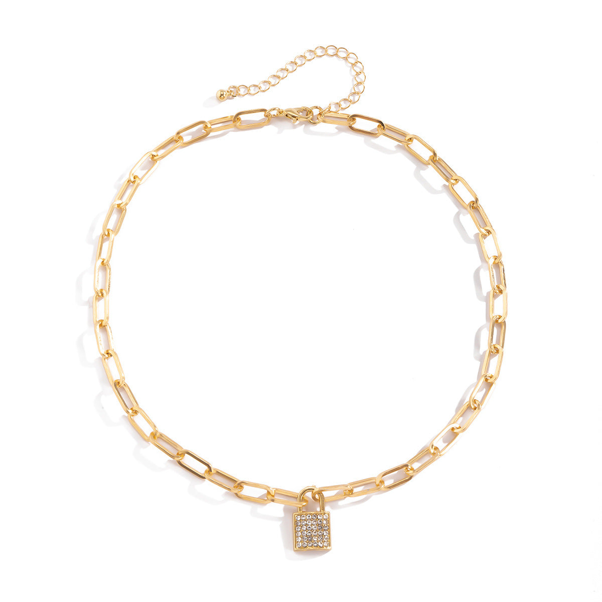 Planderful Vienna Verve Zircon Clavicle Lock Necklace for Women Geometric Cross Statement Jewelry