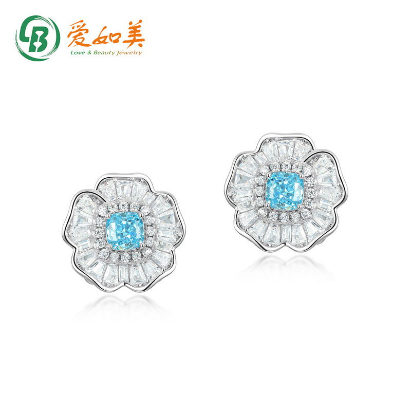 S925 Sterling Silver High-Carbon Stone Flower Jewelry Collection