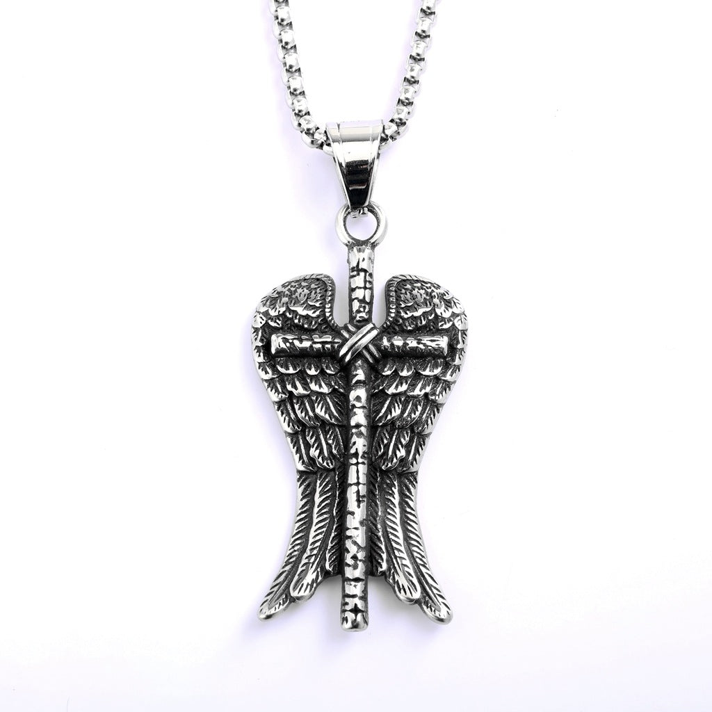 Punk Cross Sun Stainless Steel Pendant Necklace