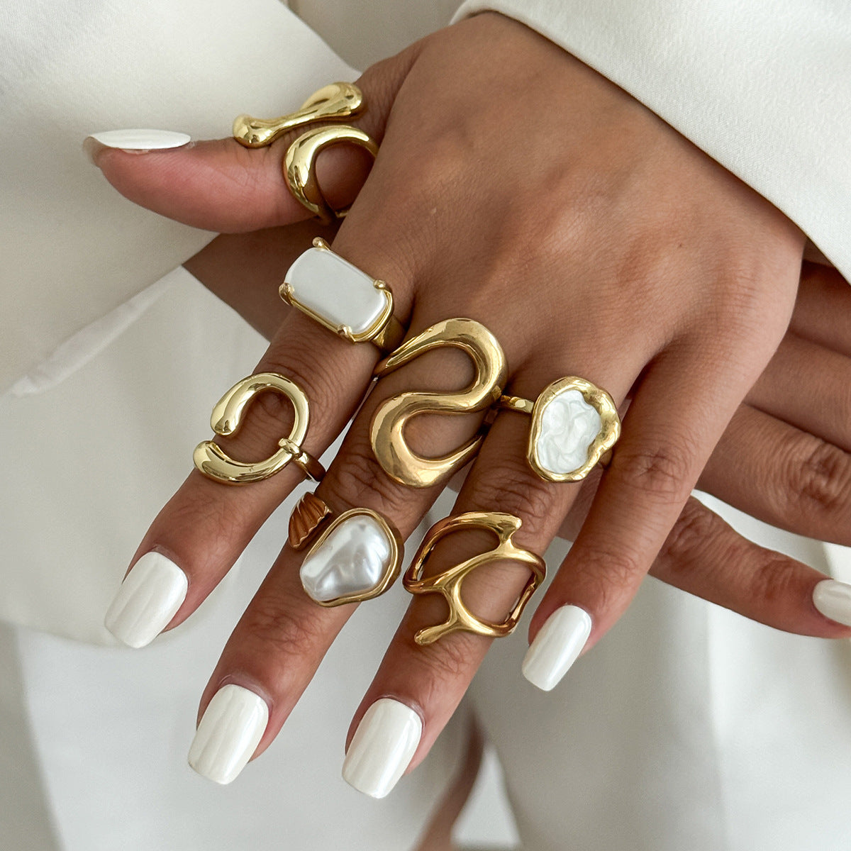 Planderful Imitation Pearl Ring Retro Baroque Statement Jewelry For Women Elegant Vintage Inspired