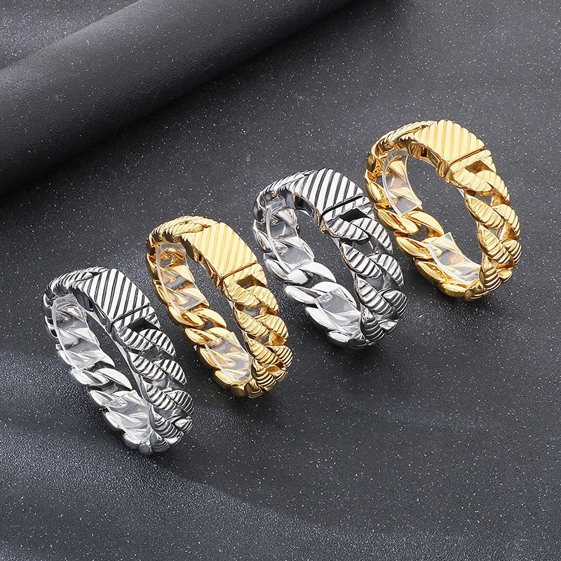 Planderful Titanium Steel Bracelet Unisex Cuban Chain Bold