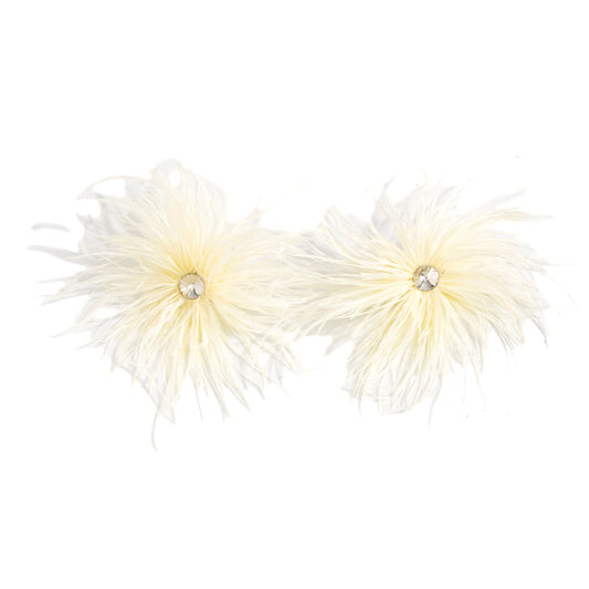 Planderful Vienna Verve Feather Flower Stud Earrings With Fluffy Zircon Accents For Trendsetting Fashion Lovers