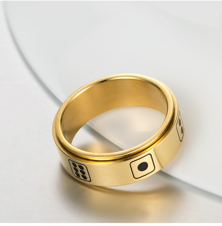 Planderful Personalized Decompression Ring Rotating Dice Stainless Steel For Fashion Lovers Unisex Sizes 7 To 12