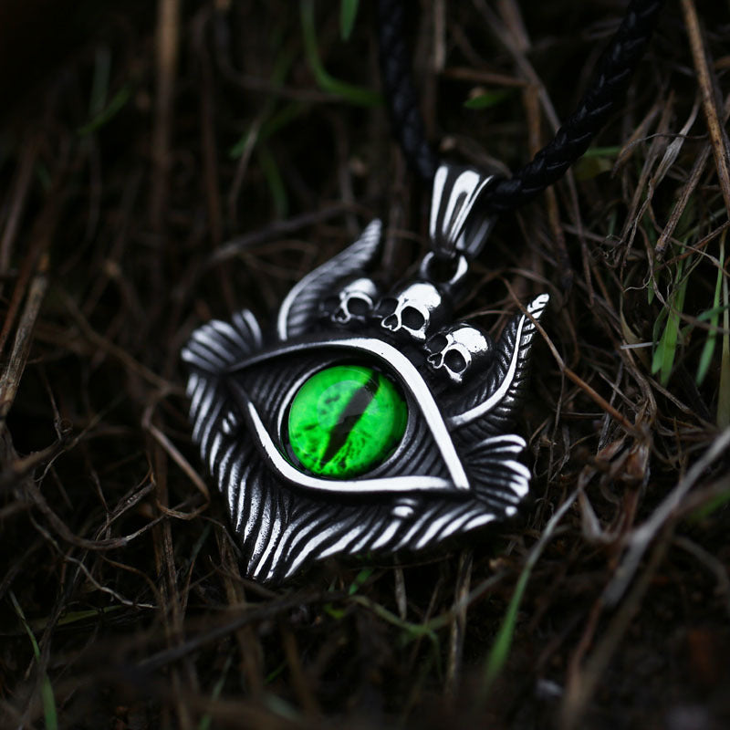 Punk-Inspired Devil's Eye Skull Titanium Steel Pendant for Men