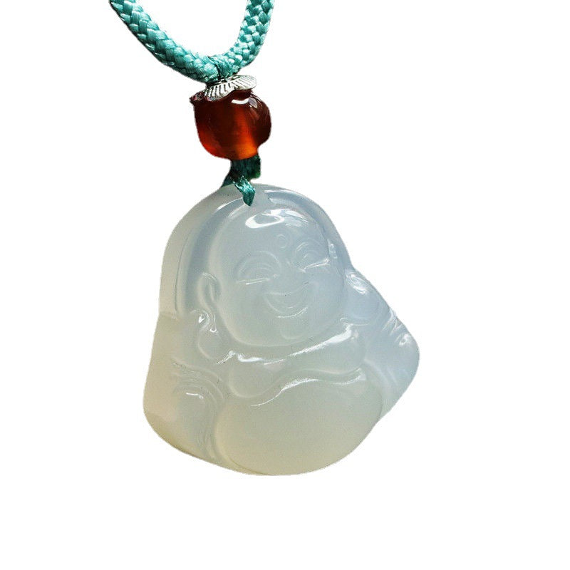 White Chalcedony Buddha Pendant