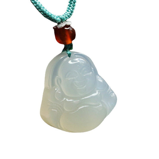 White Chalcedony Buddha Pendant