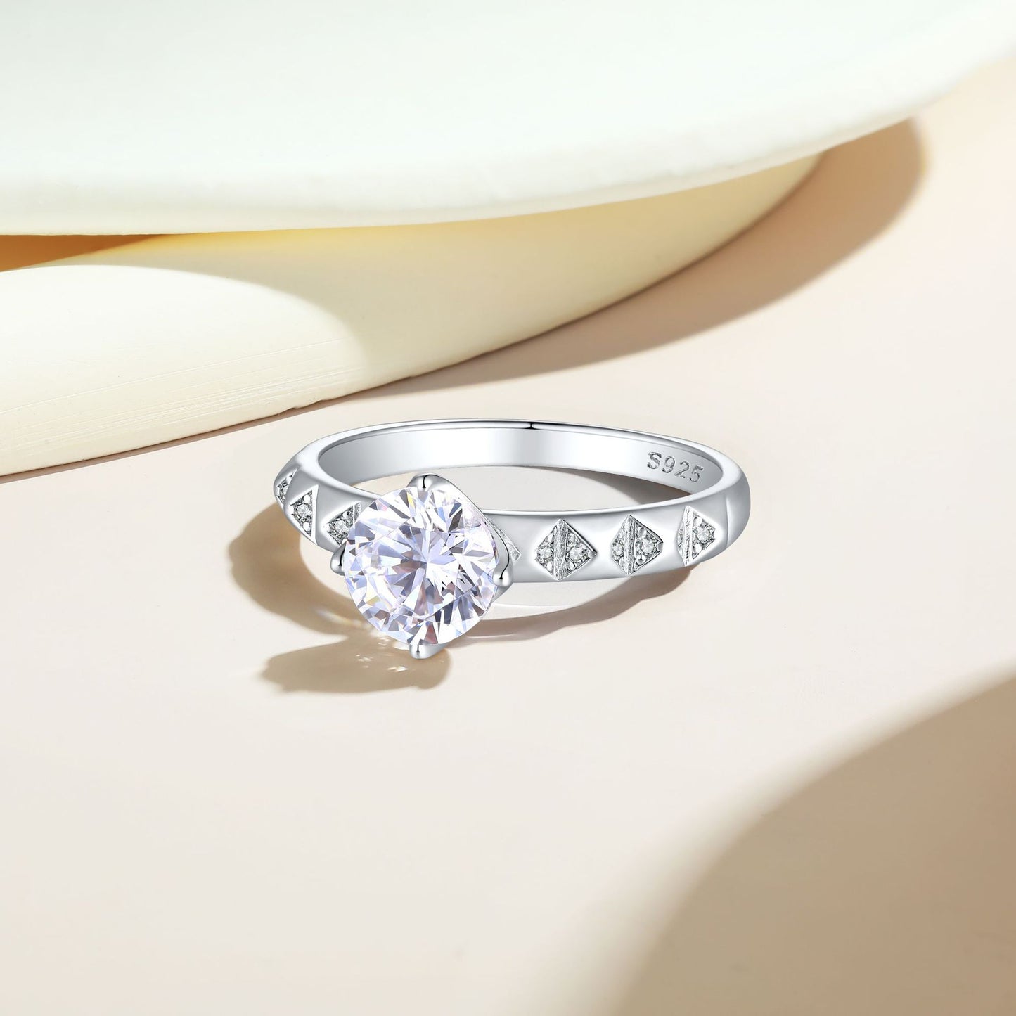 Europe and the United States Cross-Border 925 Sterling Silver Zircon Ring Women's High-End Light Luxury Wedding Design