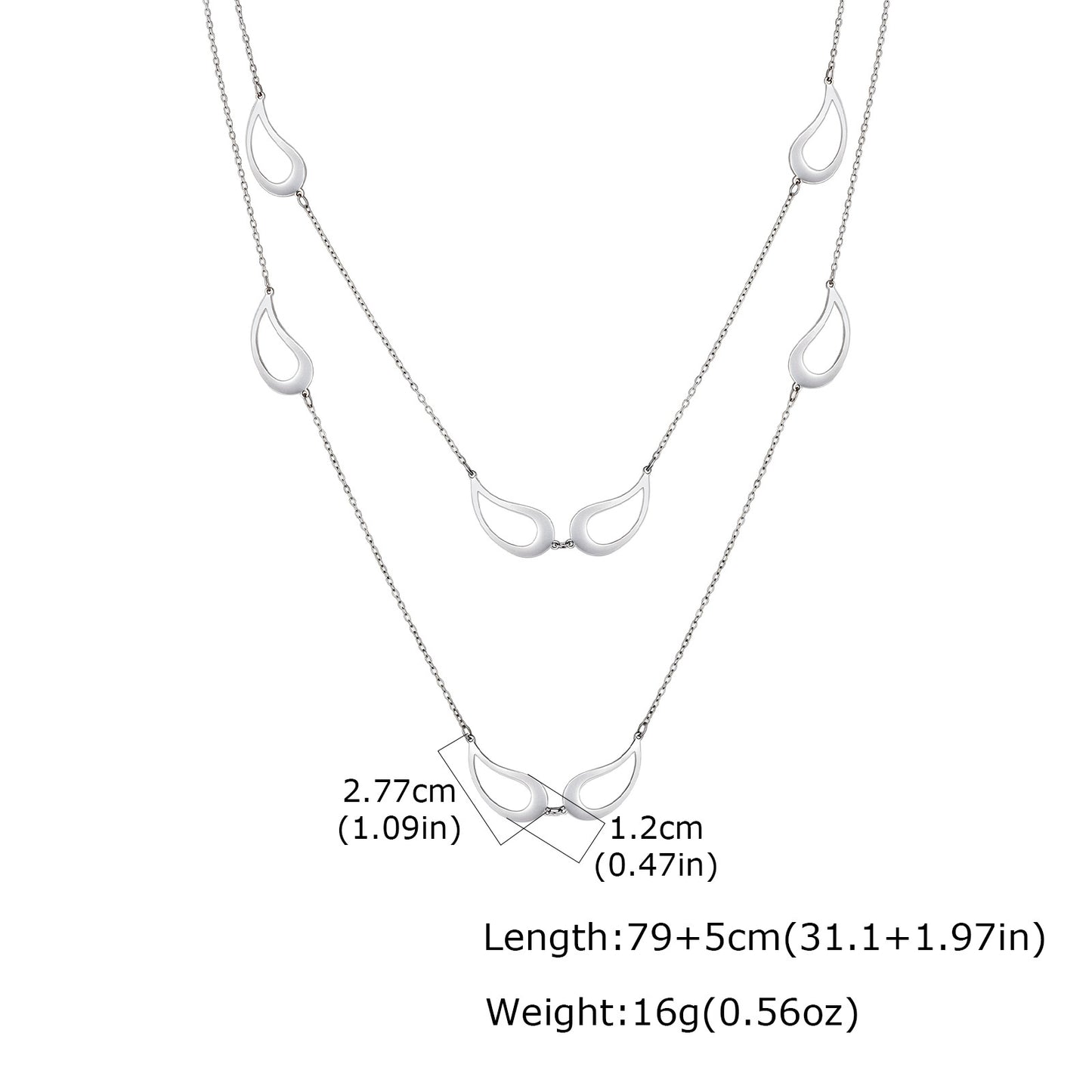 Stainless Steel Women's Style Imitation Pearl Heart Shape Stackable Necklace Gold