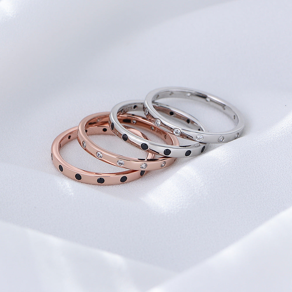 S925 Sterling Silver Stacked Wind Combination Ring Zircon Fine Ring Jewelry