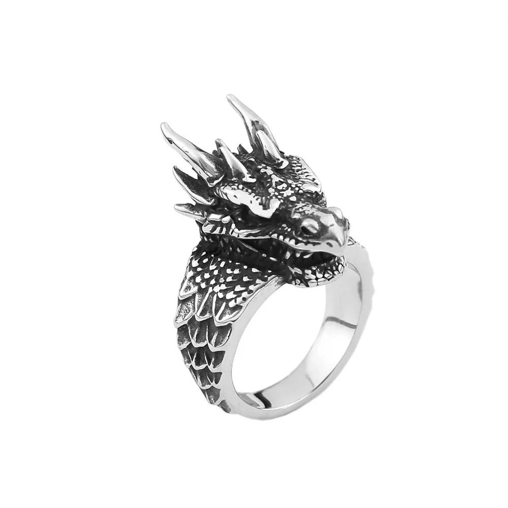 Viking Dragon Stainless Steel Men's Ring