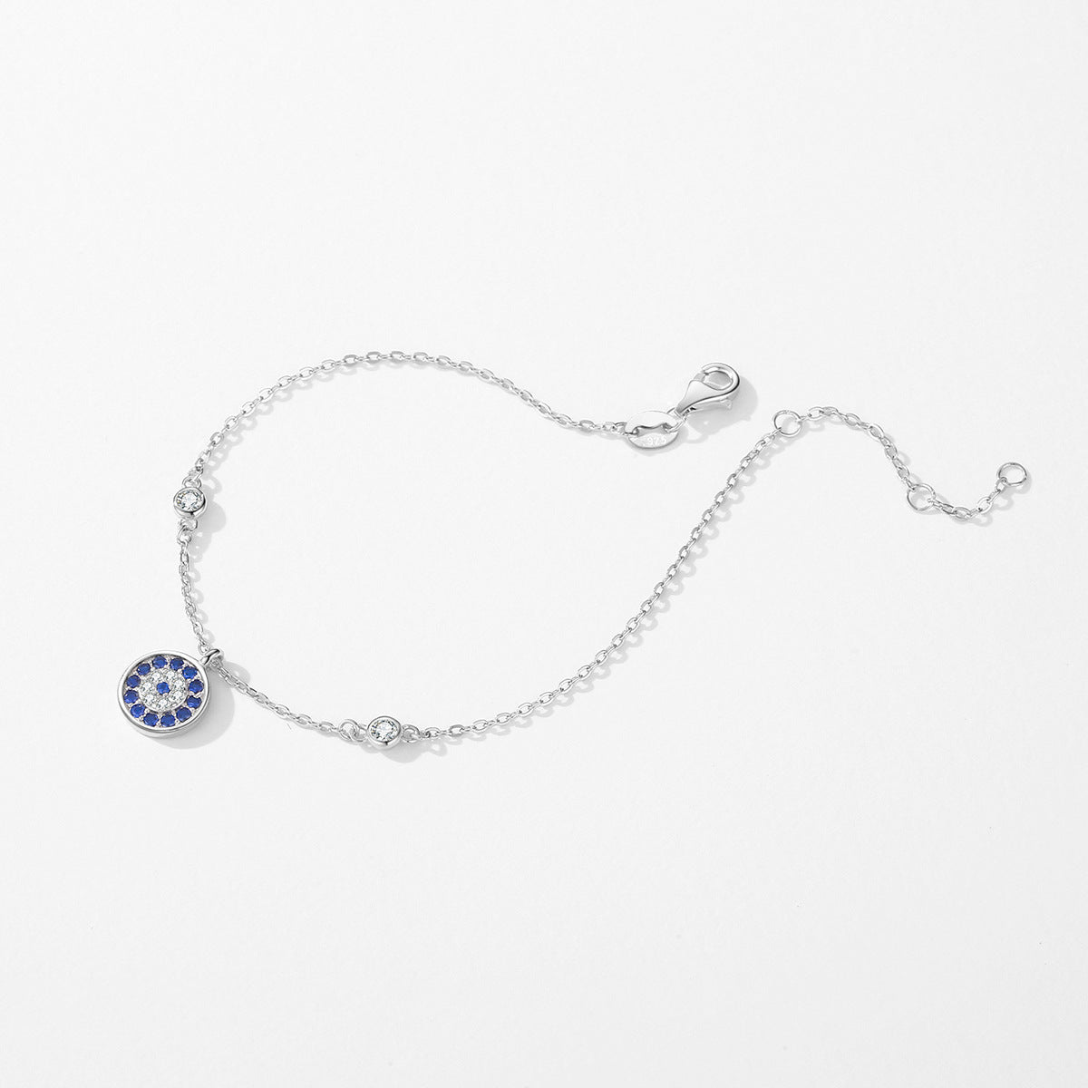 Everyday Genie Sterling Silver Blue Eye Bracelet with Zircon Demon Eye