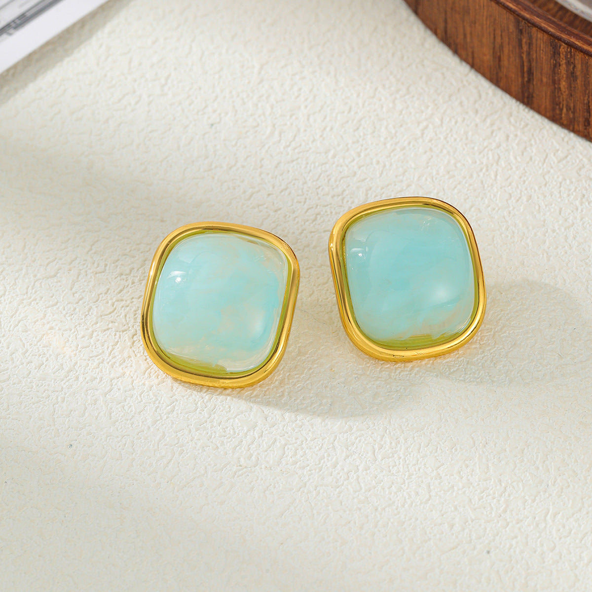Planderful Vienna Verve Macaron Color Smudge Stud Earrings Stainless Steel For Women Retro Chic Statement Jewelry