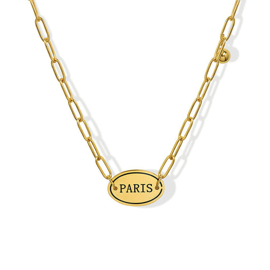 Trendy Titanium Steel Letter Pendant Necklace - Geometric Style Jewelry for Women