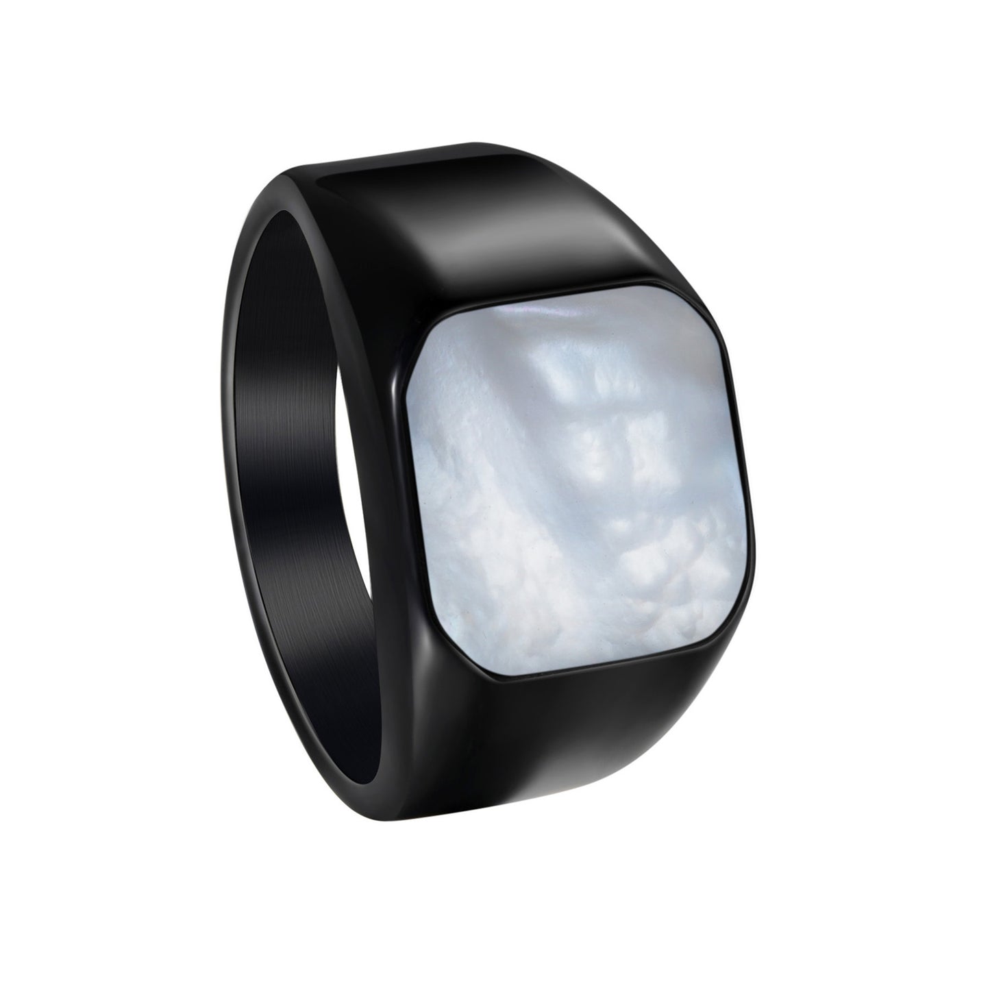 Planderful Stainless Steel Ring Square Shell Men Versatile
