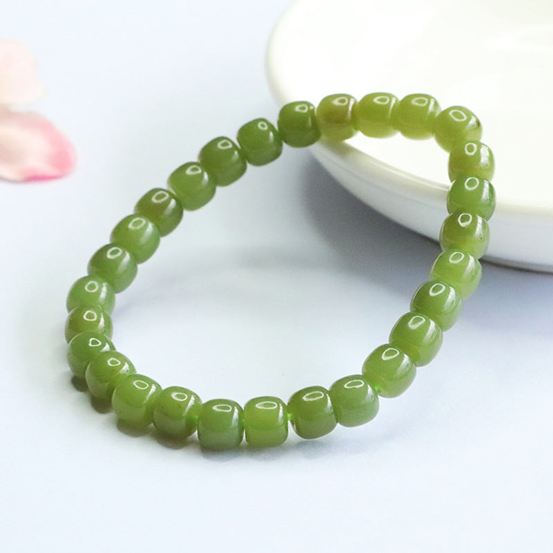 Qingshui Hetian Jade Vintage Bead Bracelet