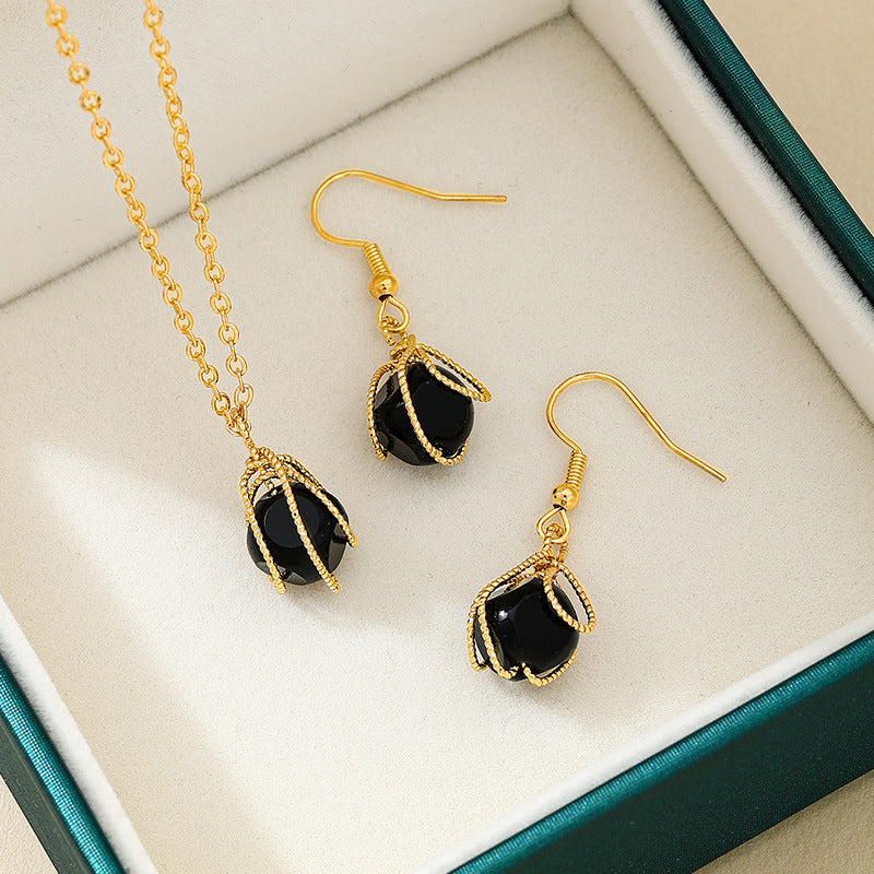 Elegant Metal Tassel Earrings Necklace Set for Women