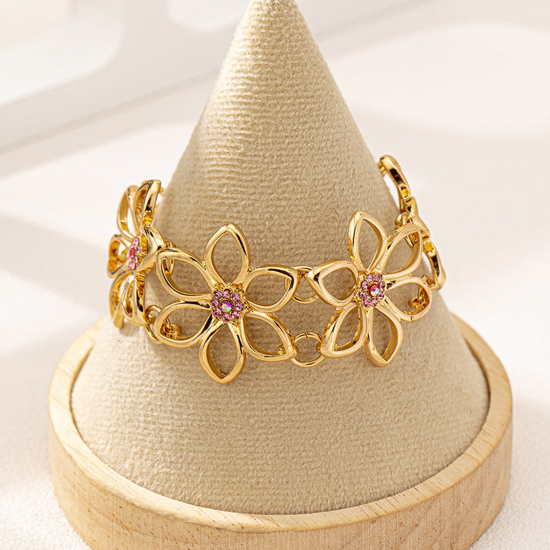 Planderful Vienna Verve Retro Metal Flower Bracelet for Women