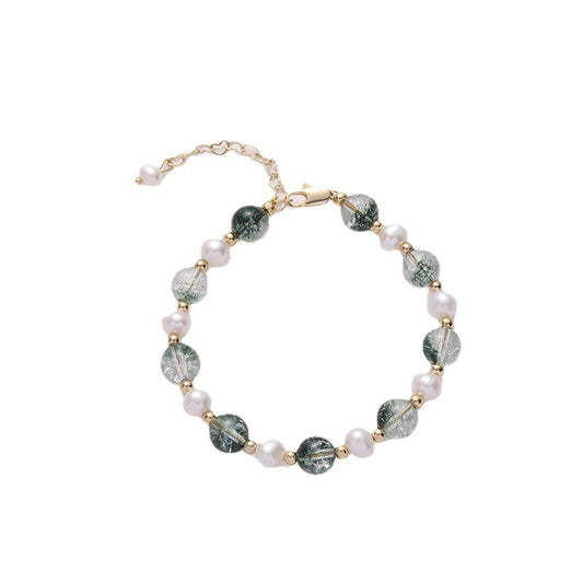 Elegant Sterling Silver Crystal and Freshwater Pearl Bracelet