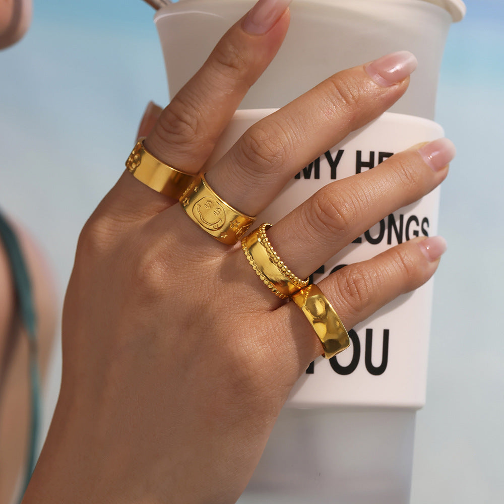 Planderful Open Ring Stainless Steel Ring Unisex Colorfast