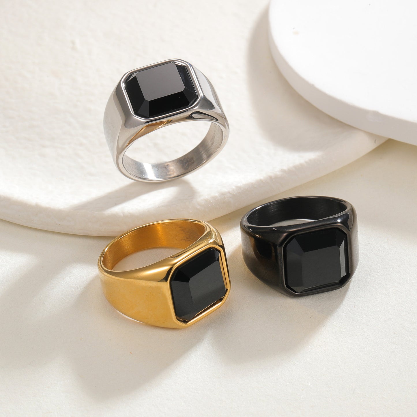 Planderful Mens Titanium Ring Set Inlaid Gemstones