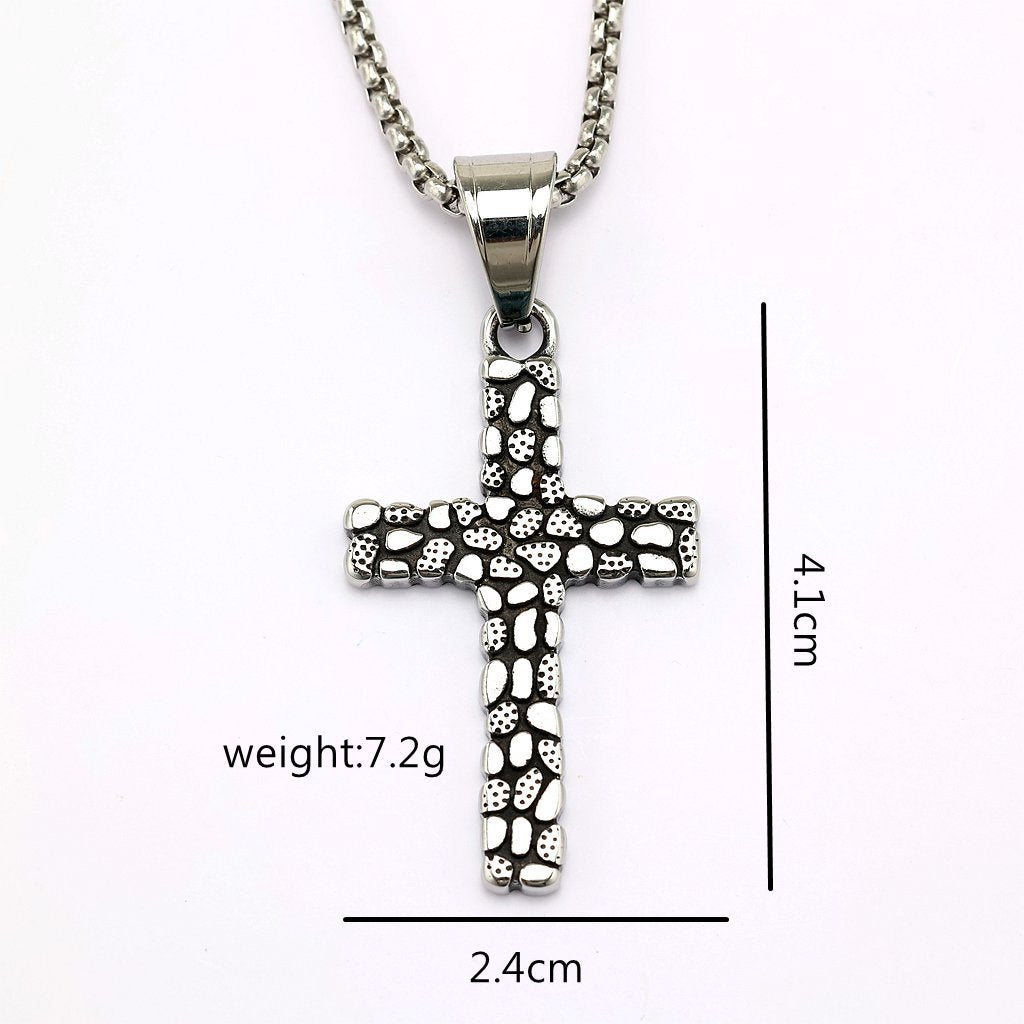 Vintage Cross Stainless Steel Men's Pendant Necklace
