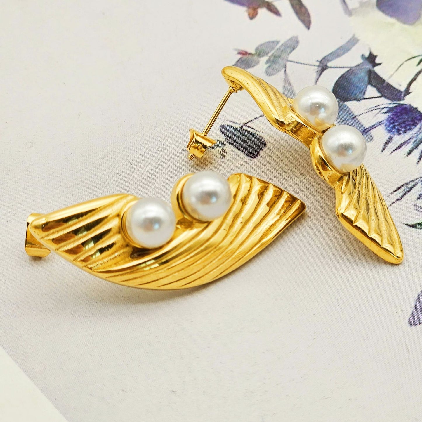 Planderful Everyday Genie Geometric Texture Bead Earrings Titanium Steel Studs For Casual Chic Women