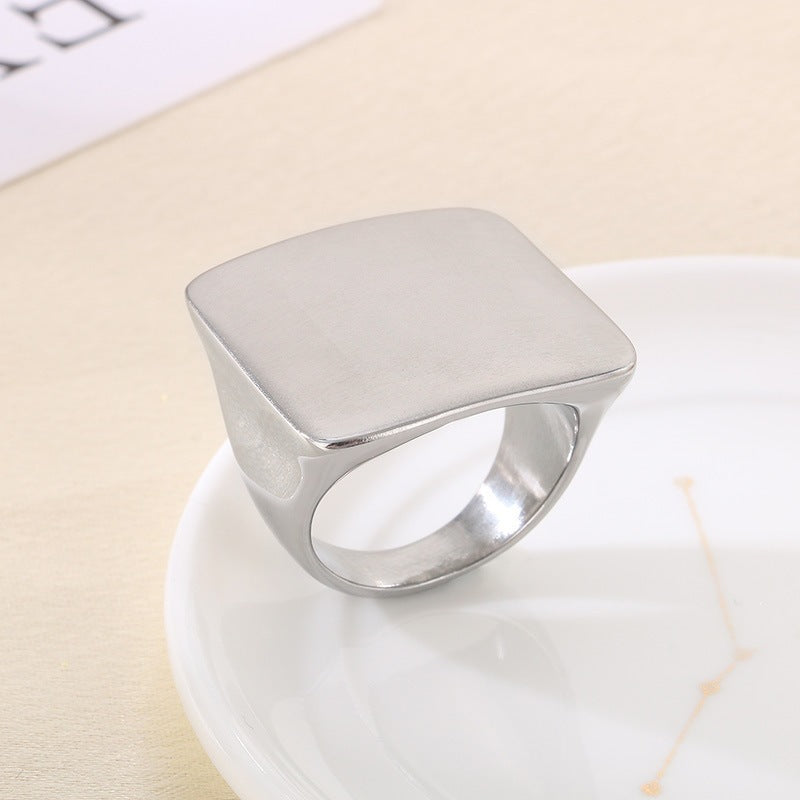 Wide Aspect Ring Hip-Hop Smooth/Sand Surface Men's And Women's Stainless Steel Ring