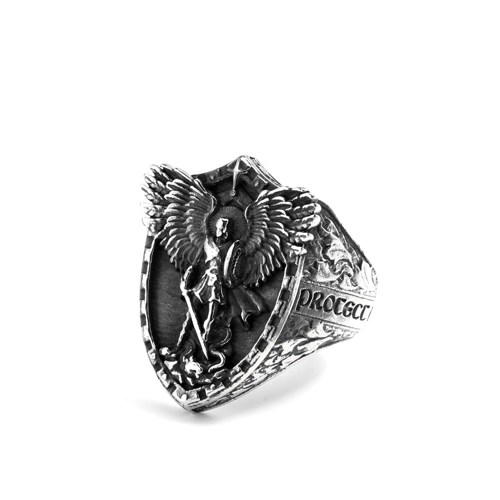 Punk St. Michael Dragon Stainless Steel Men's Ring