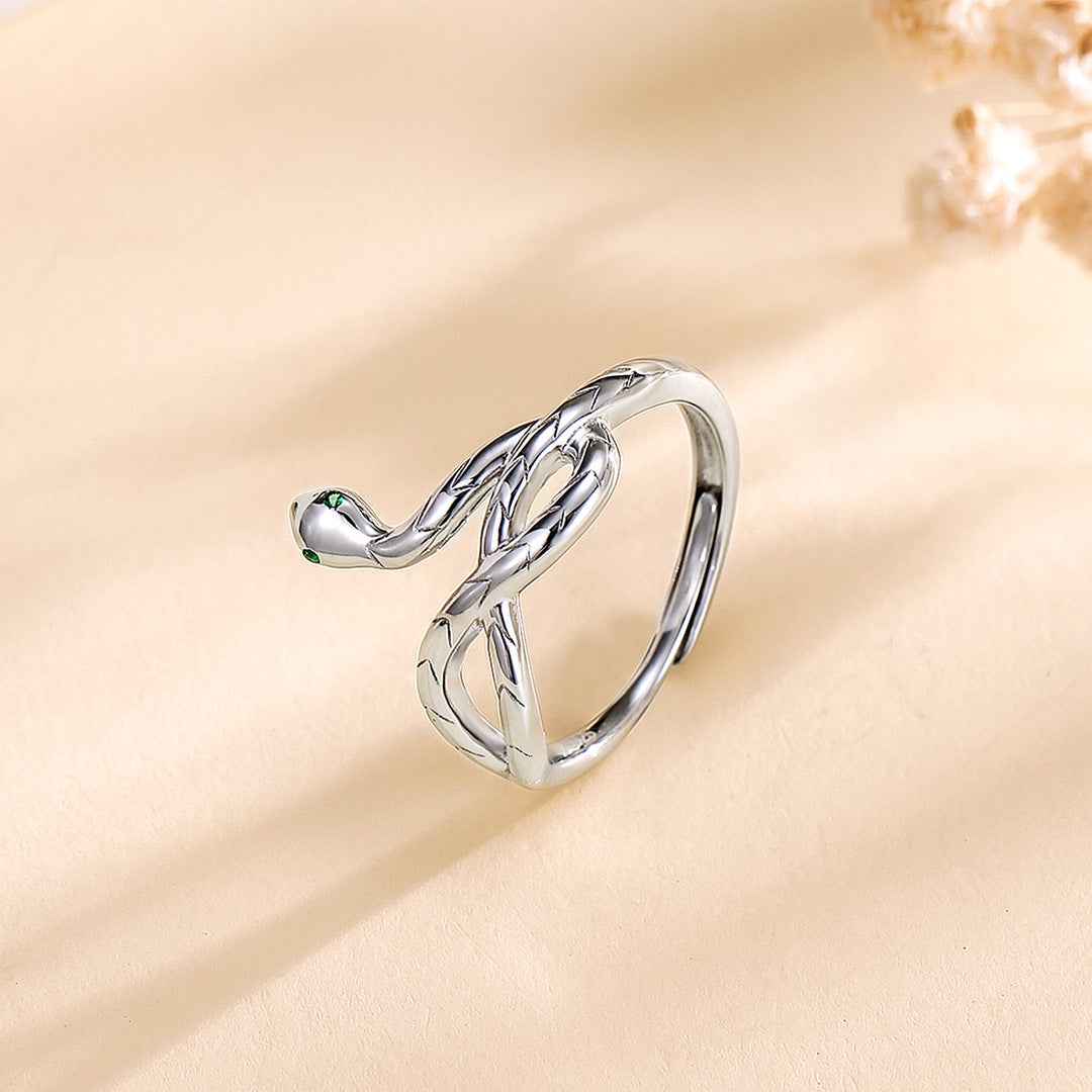 Planderful Everyday Genie – S925 Sterling Silver Personalized Snake Ring Women’s Adjustable Fashion Niche