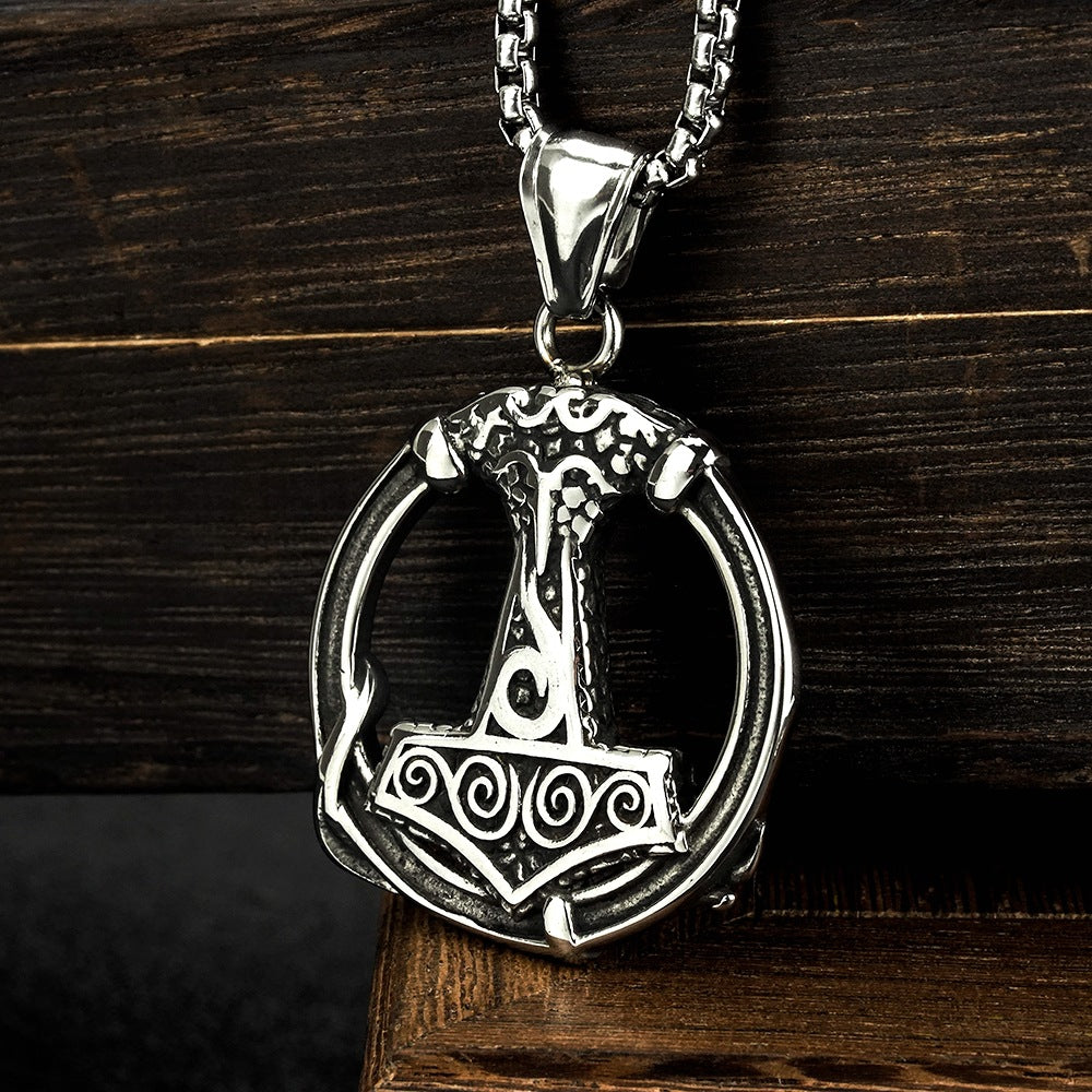 Hip-Hop European American Retro Viking Pendant Necklace for Men