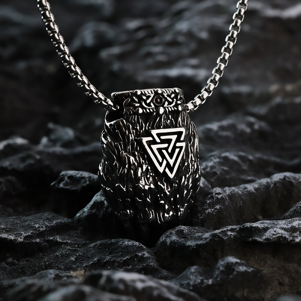 Nordic Viking Rune Bear Paw Pendant Stainless Steel For Men By Planderful Shop Bold Rugged Accessory