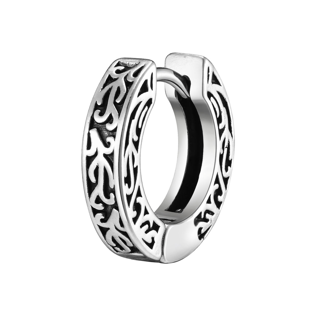 Filigree Huggie Hoop Earring — Single, 3 Finishes