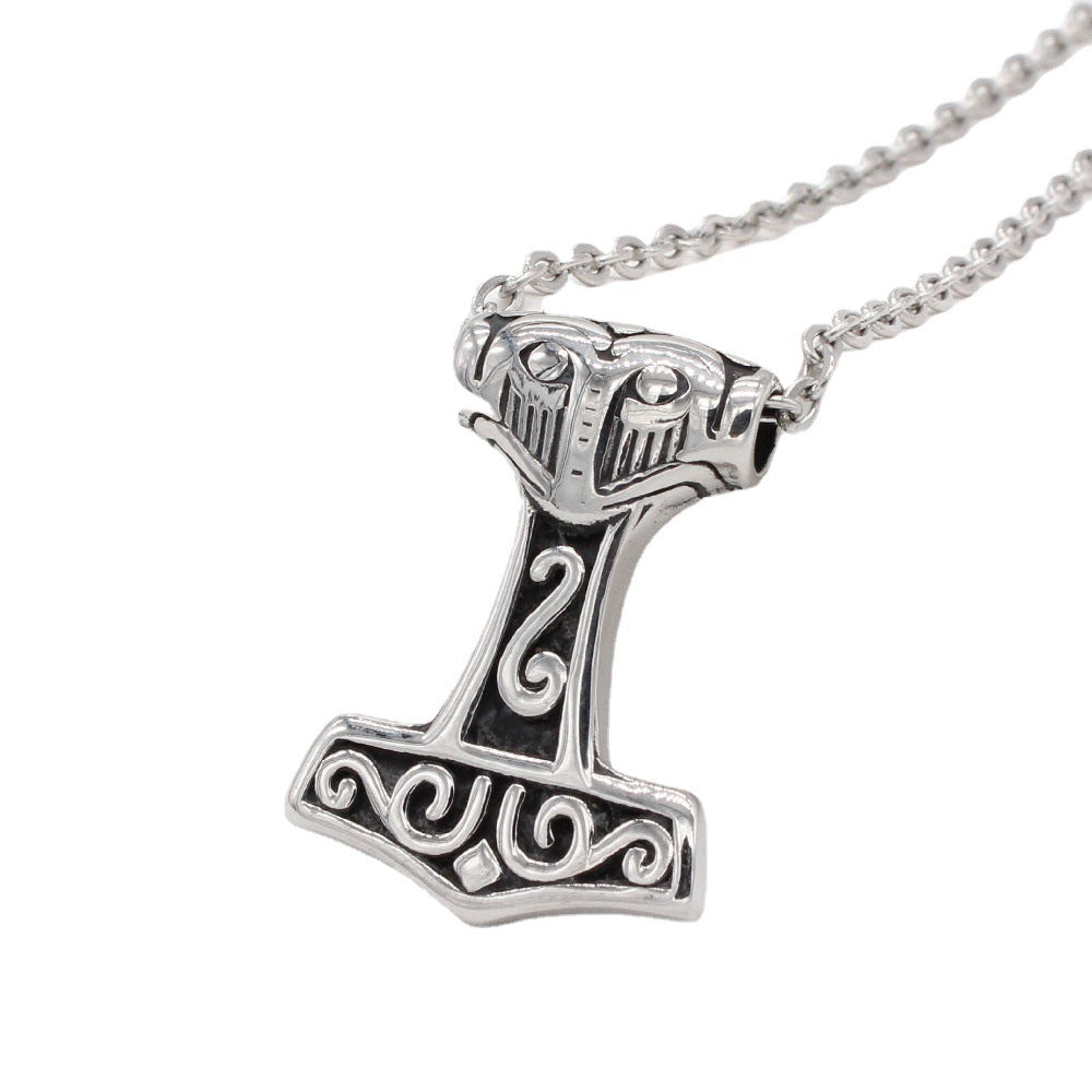 Titanium Steel Pendant Unisex Viking Retro Design For Protection Statement Planderful