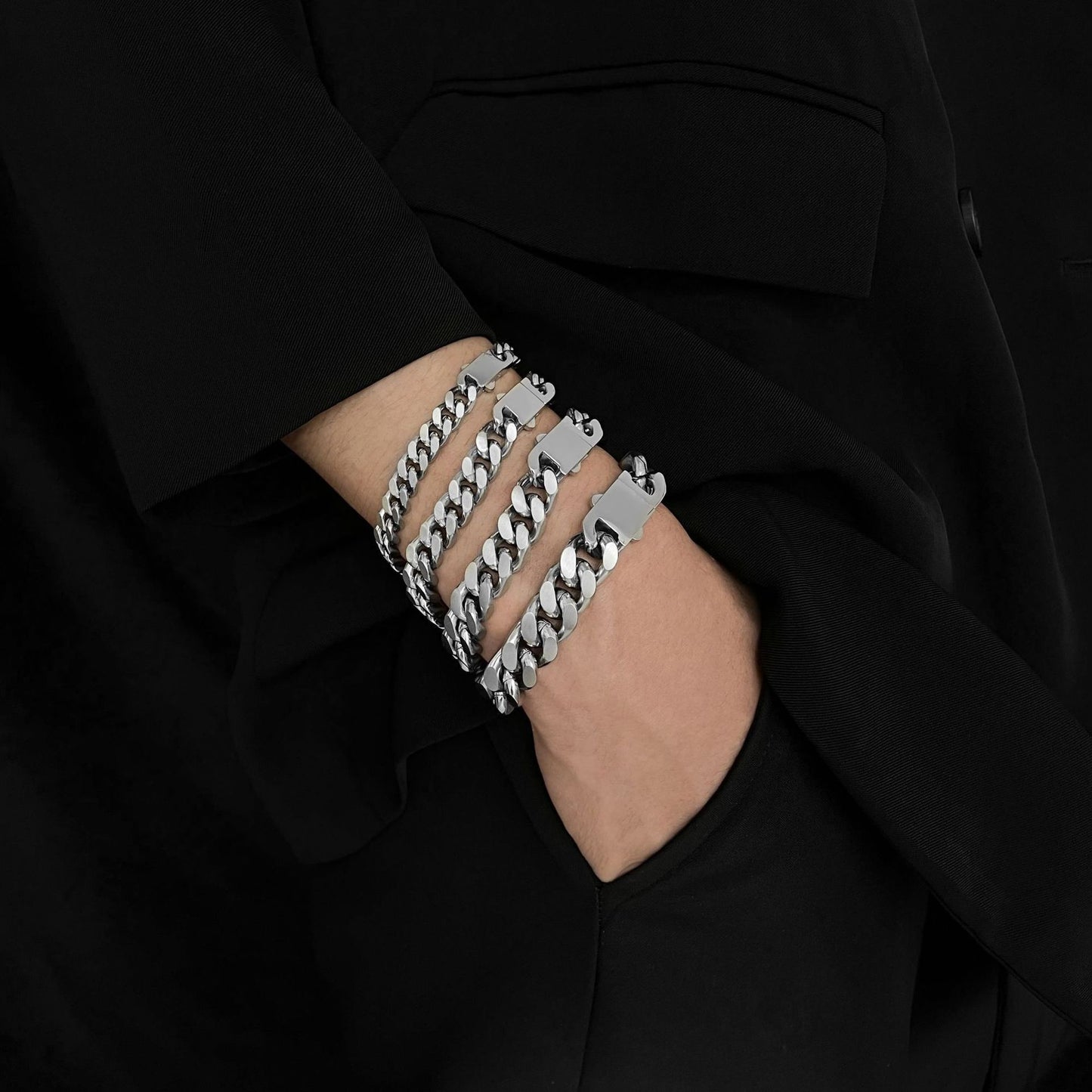 Planderful Jewelry Men's Cuban Bracelet Stainless Steel