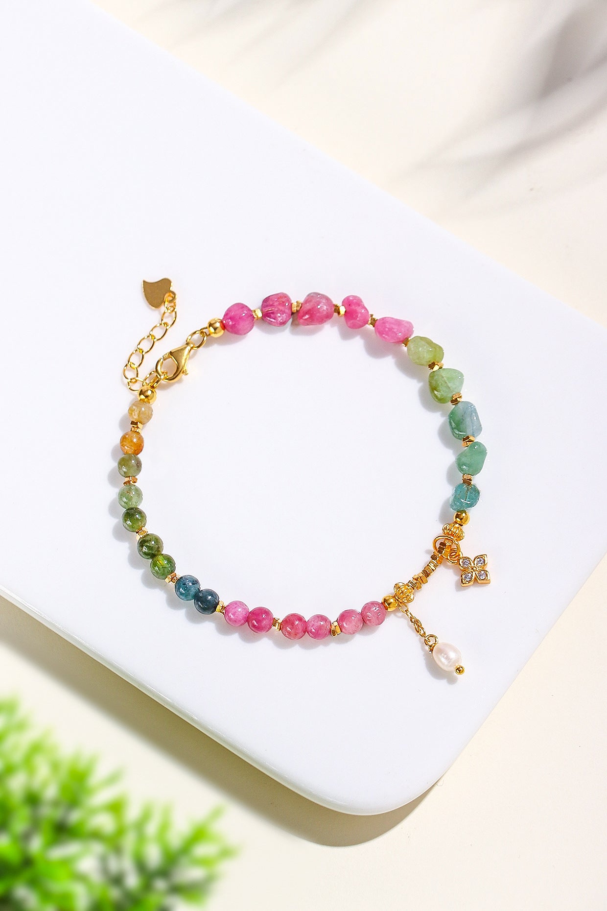 Planderful Fortune's Favor Bracelet – Vibrant Tourmaline and Pearl Design