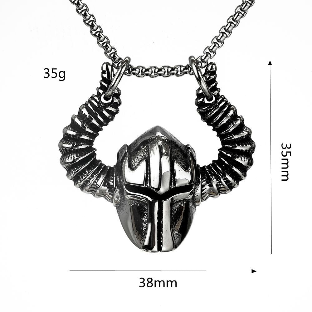 Planderful Shop Iconic Odin Helmet Pendant Norse Style For Men Stainless Steel Titanium Horn Jewelry